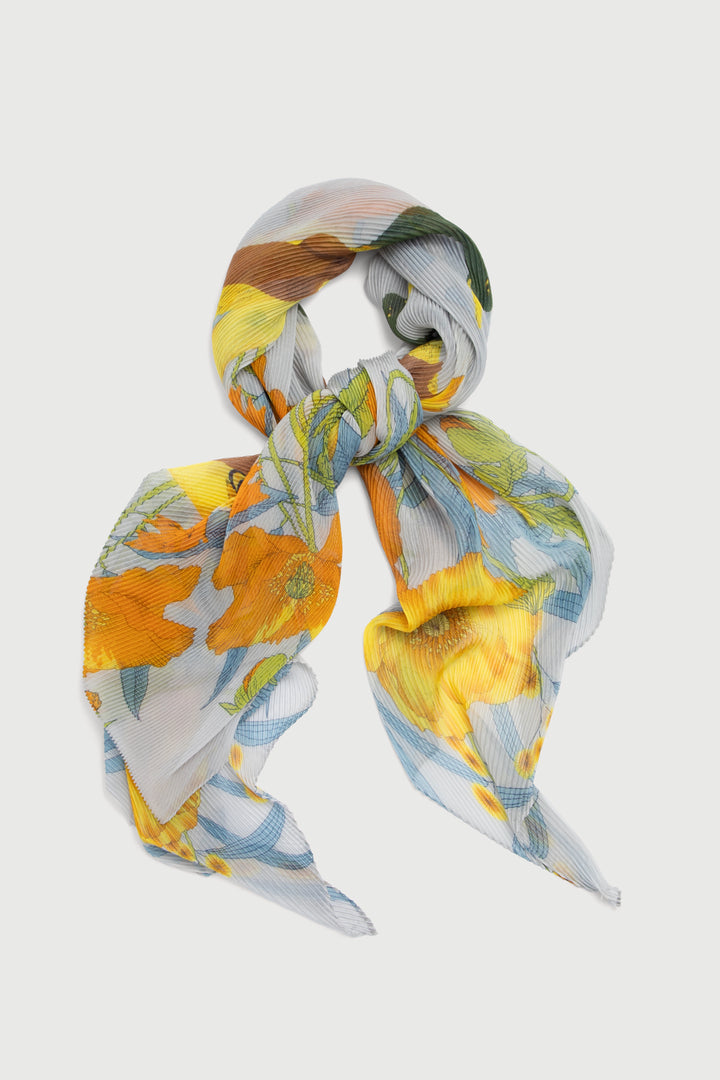 Pleated Springtime Floral Scarf