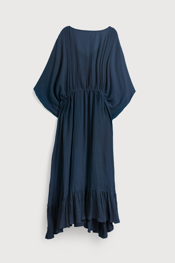 Rainbow Crochet Tie Waist Ruffled Kaftan