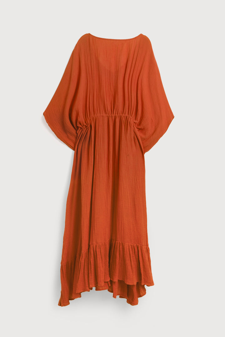 Rainbow Crochet Tie Waist Ruffled Kaftan