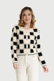 Crochet Checkered Cardigan