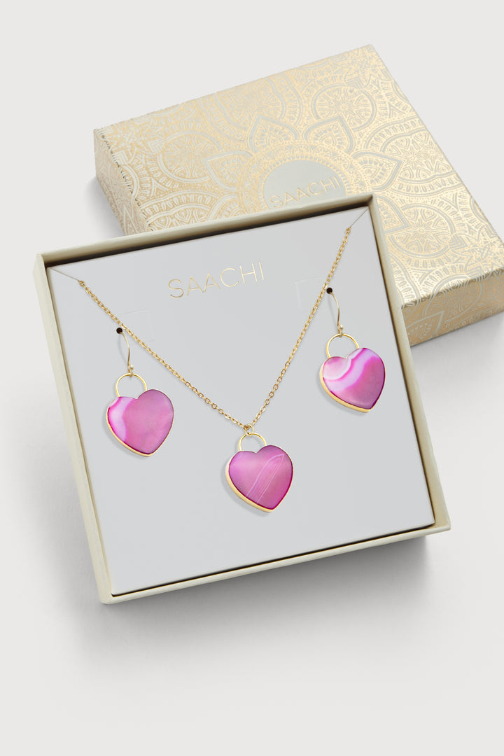 Agate Heart Earrings