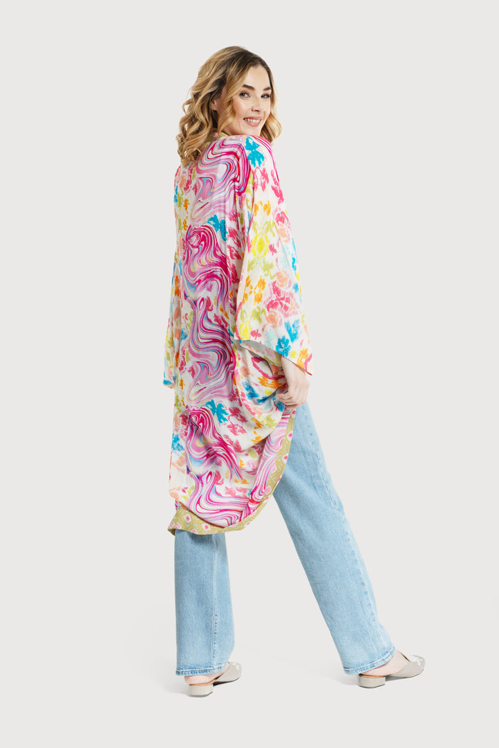 Multicolor Marble Kimono
