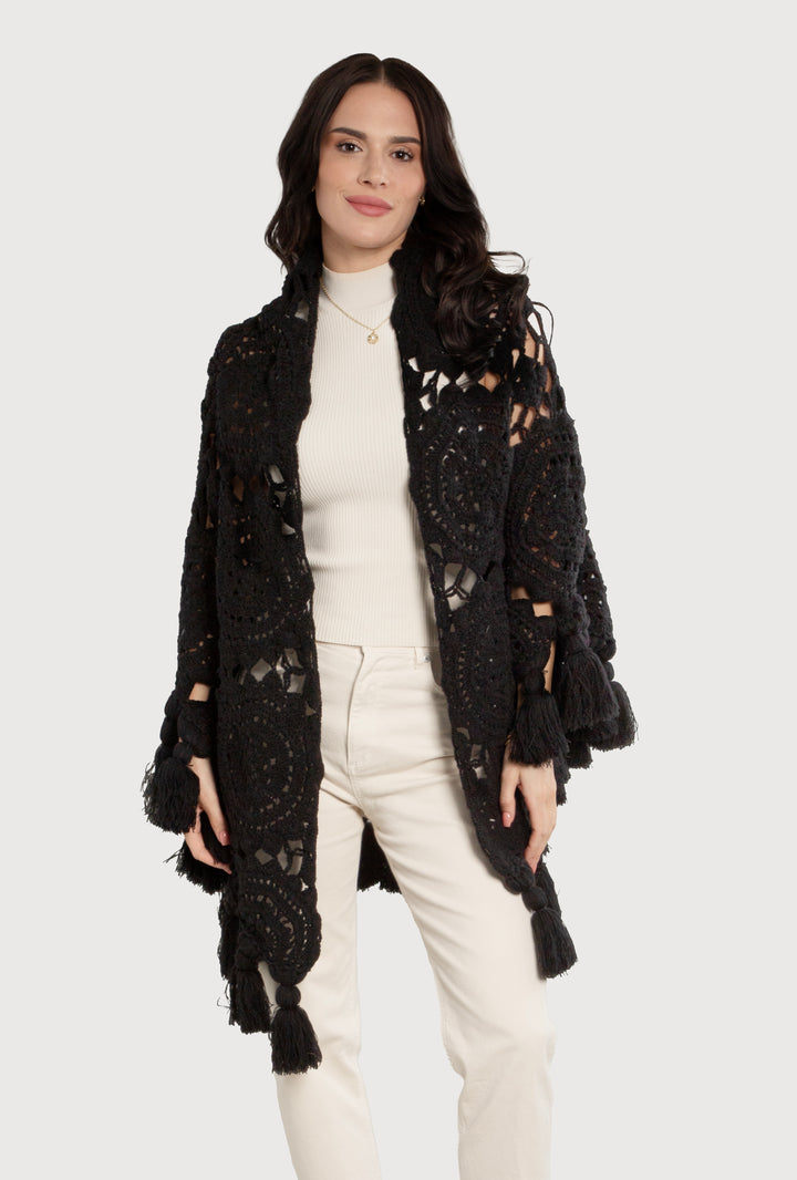 Crocheted Sunshine Shawl Black