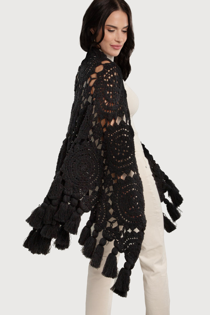 Crocheted Sunshine Shawl Black