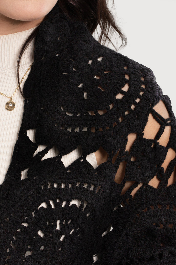 Crocheted Sunshine Shawl Black