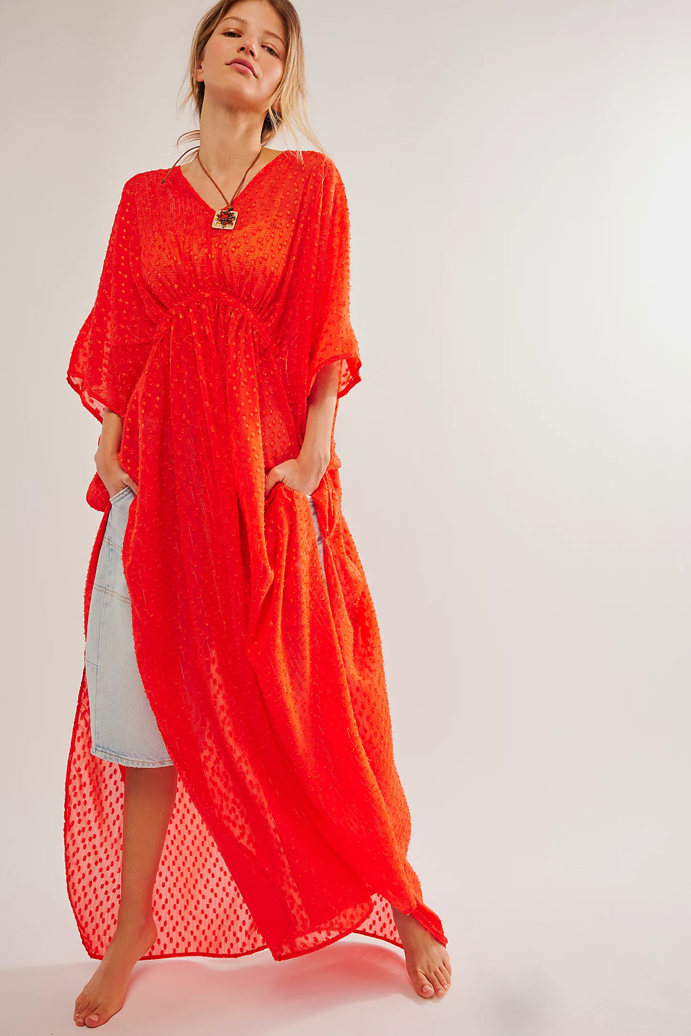 Stevie Sheer Kaftan - Red
