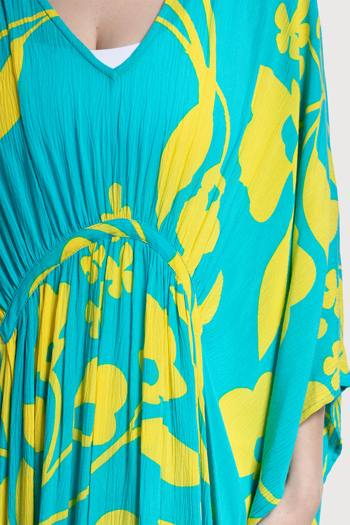 Shadow Floral Print Maxi Kaftan