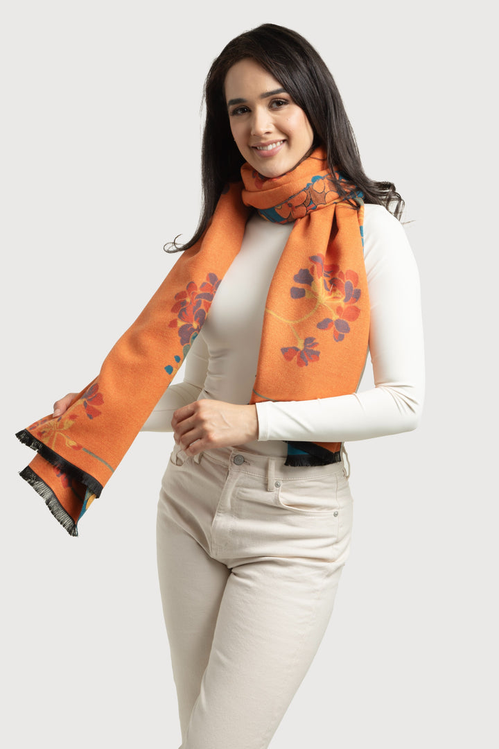 Two Tone Floral Reversible Scarf