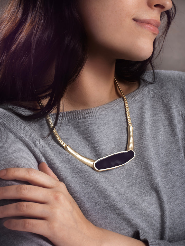 Herringbone Chain Plated Collar Necklace