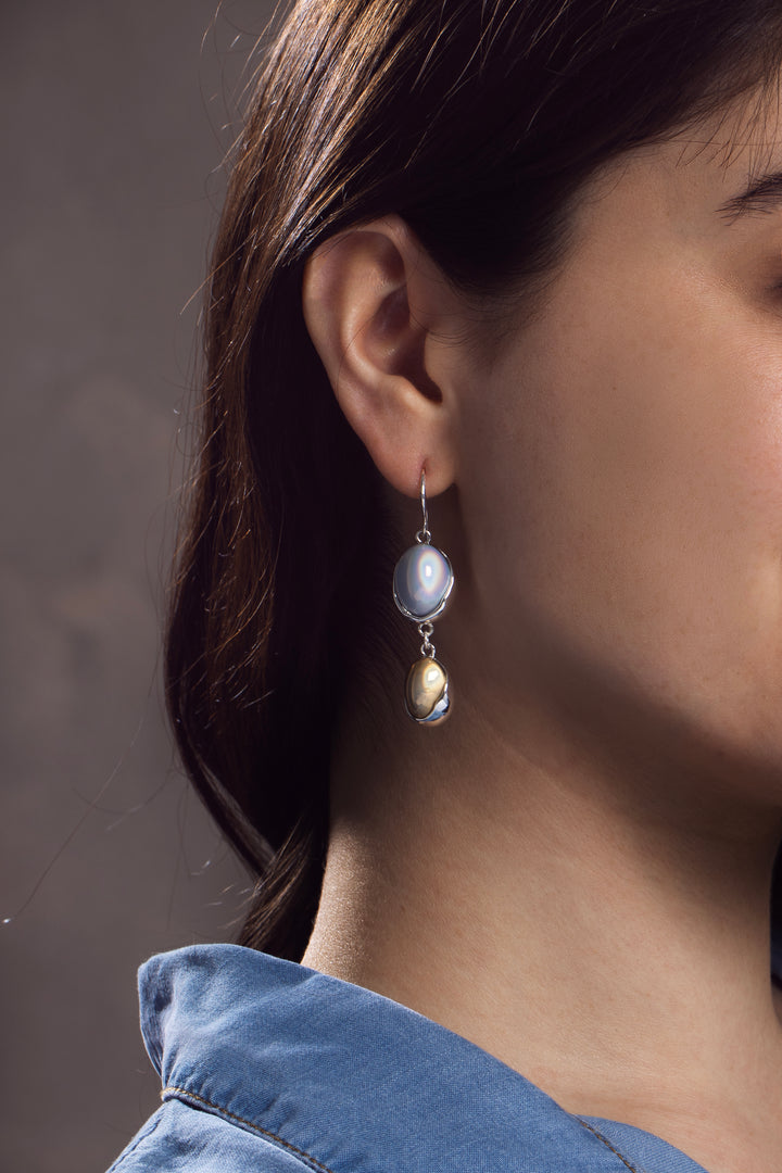 Colored Orbs Duo Dangle Earrings