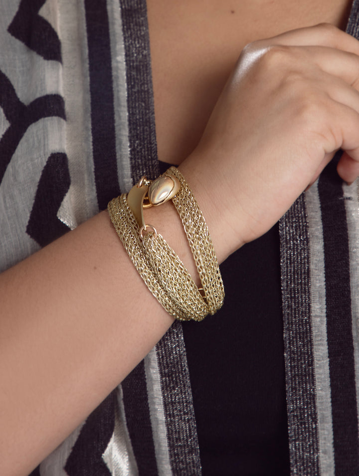 Mesh Twisted Plate Orb Bracelet