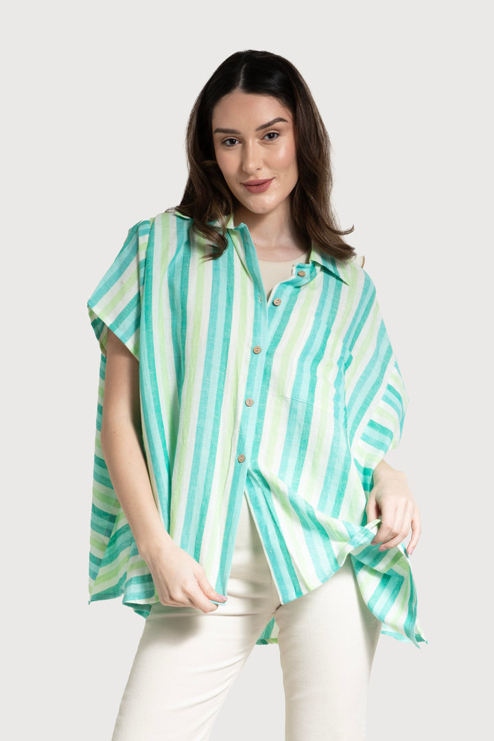 Oversized Striped Linen Cotton Shirt