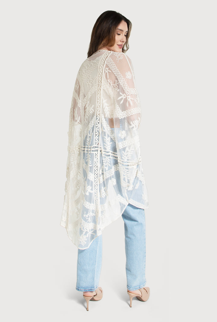 Sheer Botanical Geo Lace Kimono