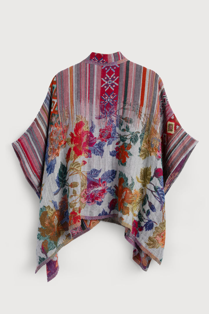 Floral Geometric Short Poncho