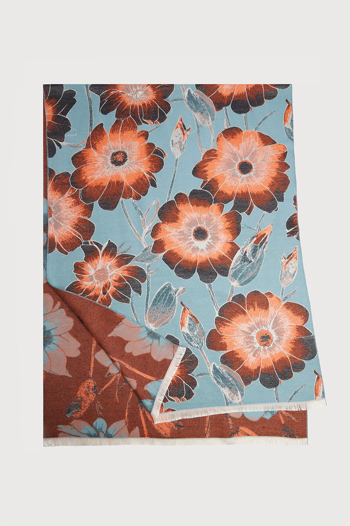 Reversible Blooming Botanical Scarf