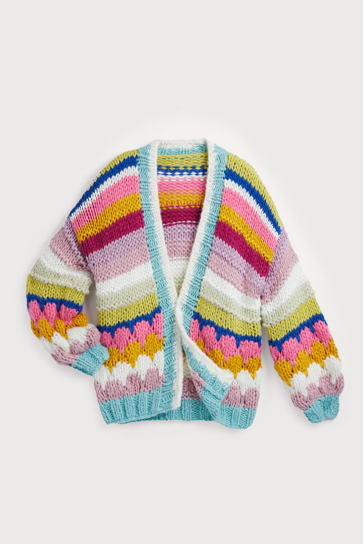 Knitted Rainbow Bubble Stitch Cardigan