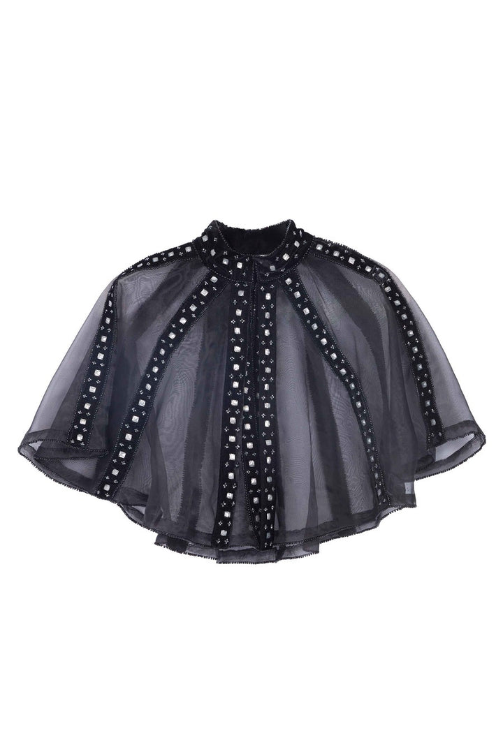 Beaded Velvet and Sheer Capelet