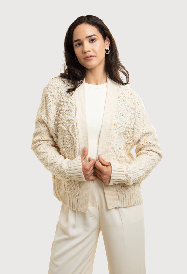Pearled Zigzag Cardigan