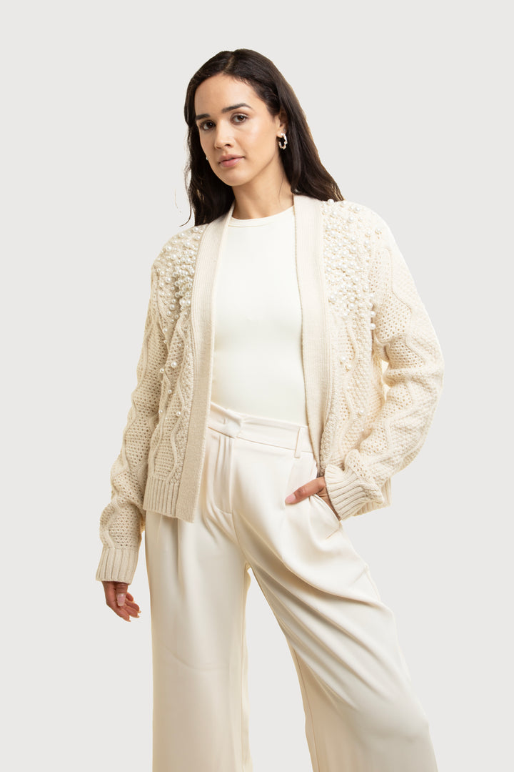 Pearled Zigzag Cardigan