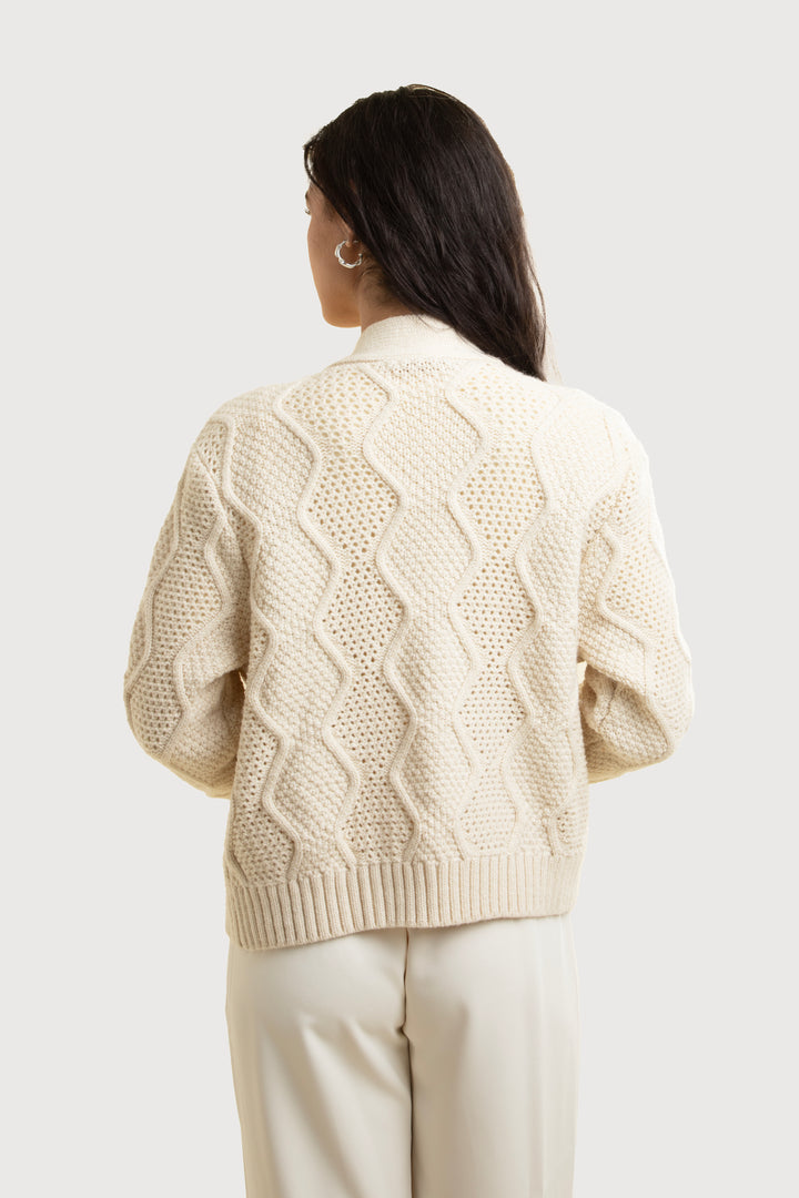 Pearled Zigzag Cardigan