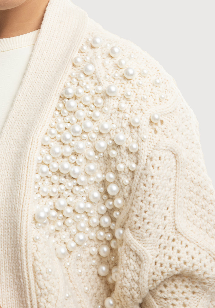 Pearled Zigzag Cardigan