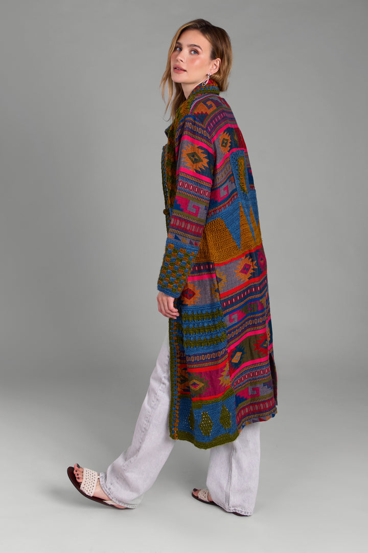 Crochet Woven Aztec Kimono - Multi