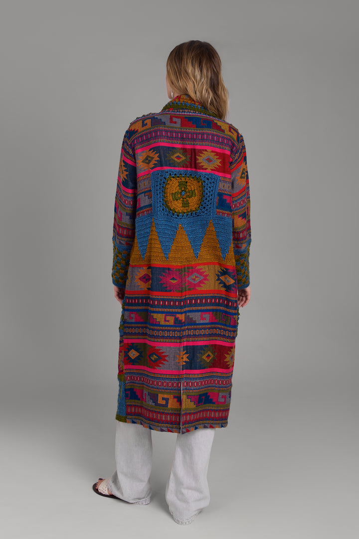 Crochet Woven Aztec Kimono - Multi