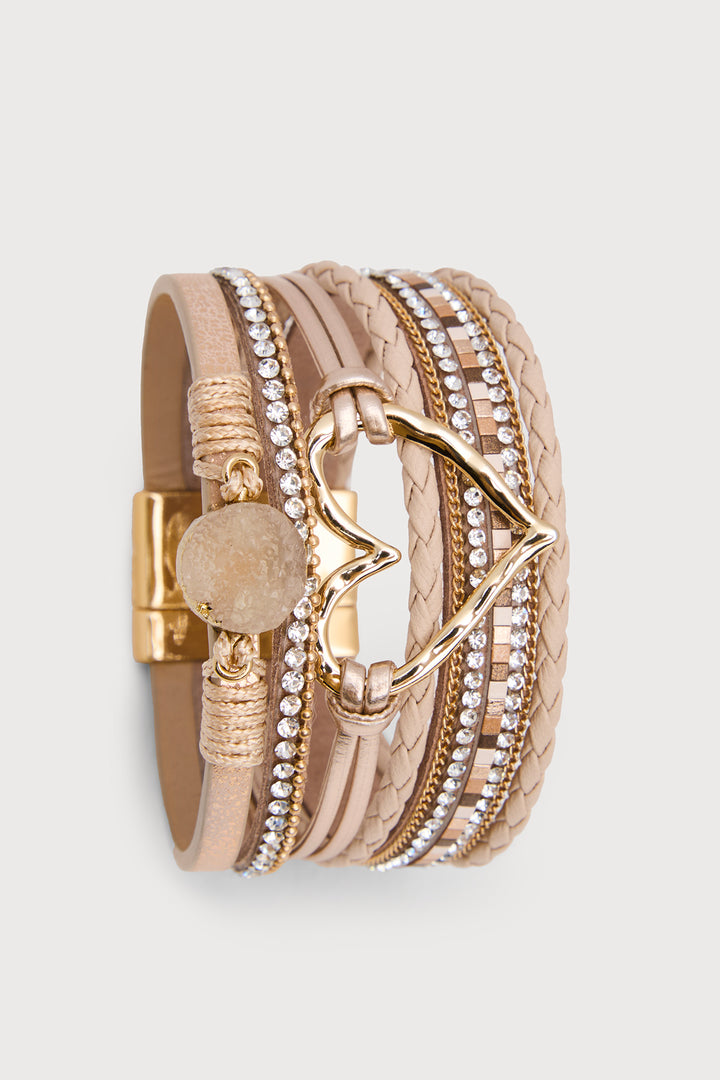 Golden Heart Druzy Bracelet - Taupe