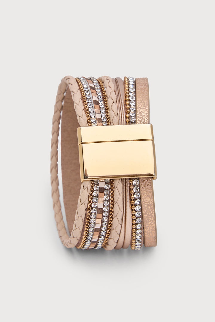 Golden Heart Druzy Bracelet - Taupe