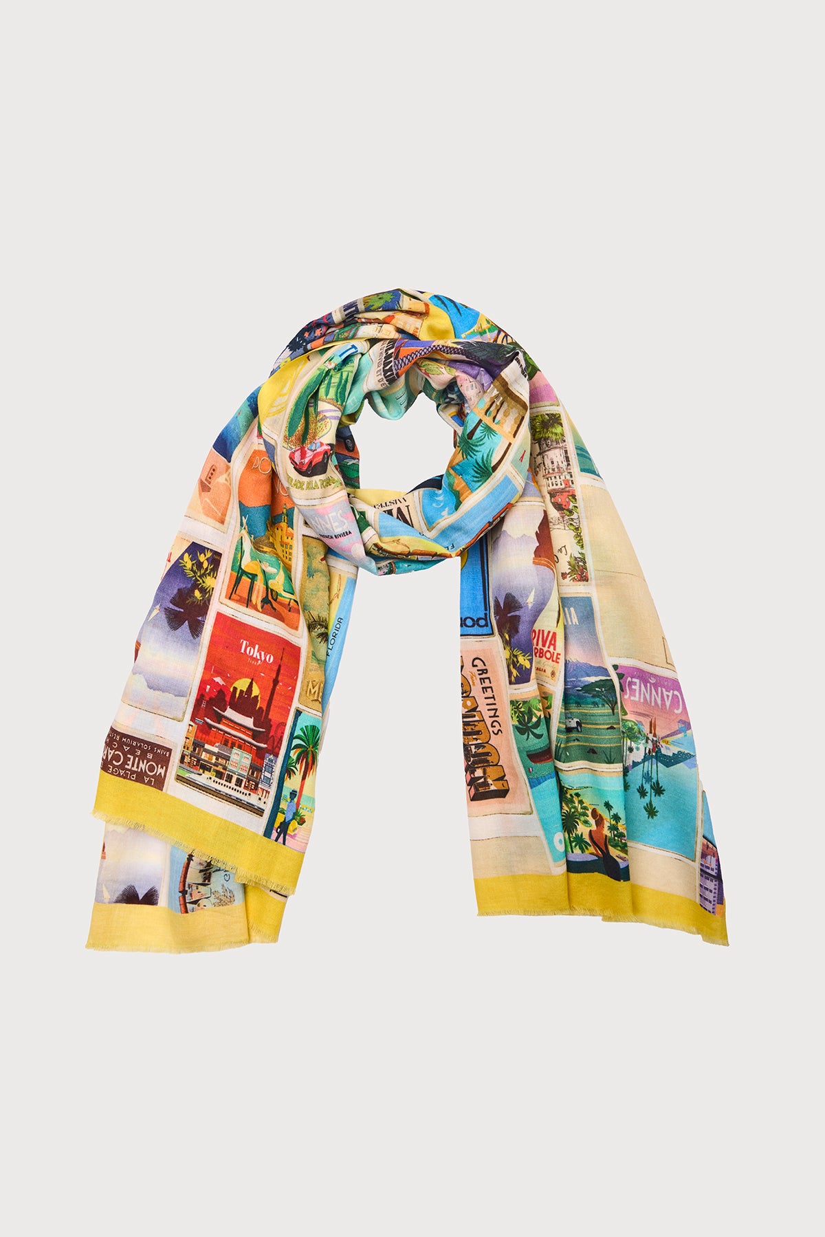 Vintage Postcard Scarf – Saachi Wholesale display picture 2