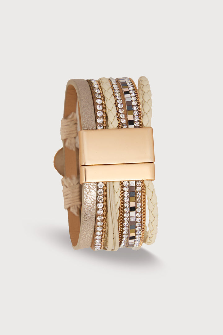 Golden Heart Druzy Bracelet - Beige