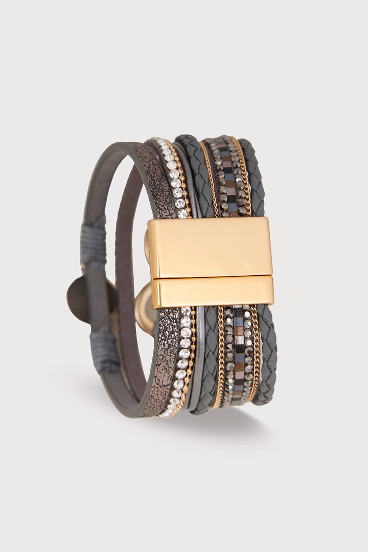 Golden Heart Druzy Bracelet - Charcoal