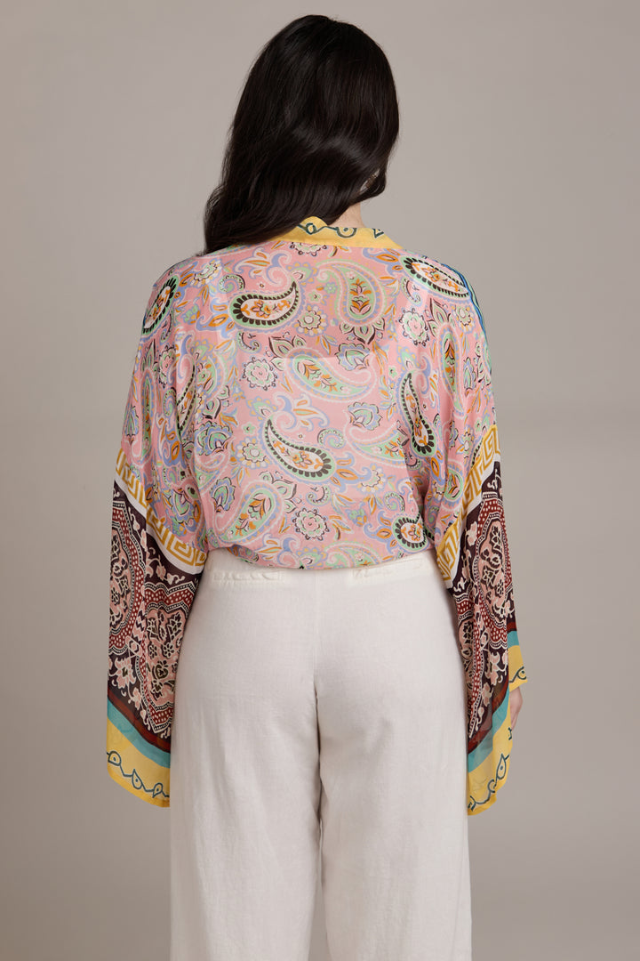 Flare Sleeve Tie Front Kimono