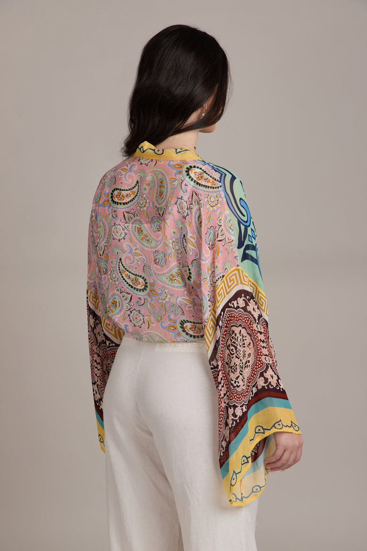 Flare Sleeve Tie Front Kimono