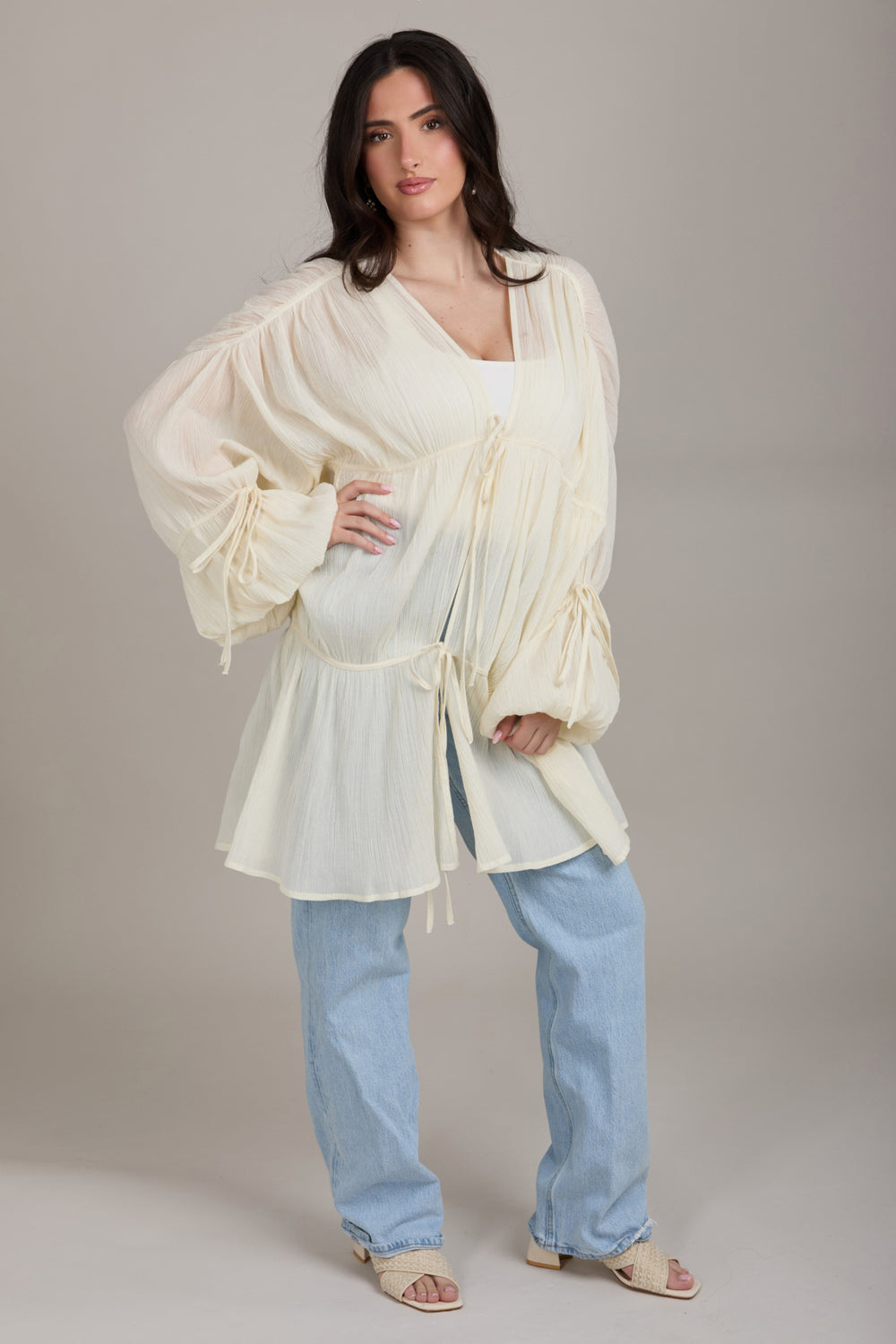 Coastal Breeze Kimono Cover Up - Ivory