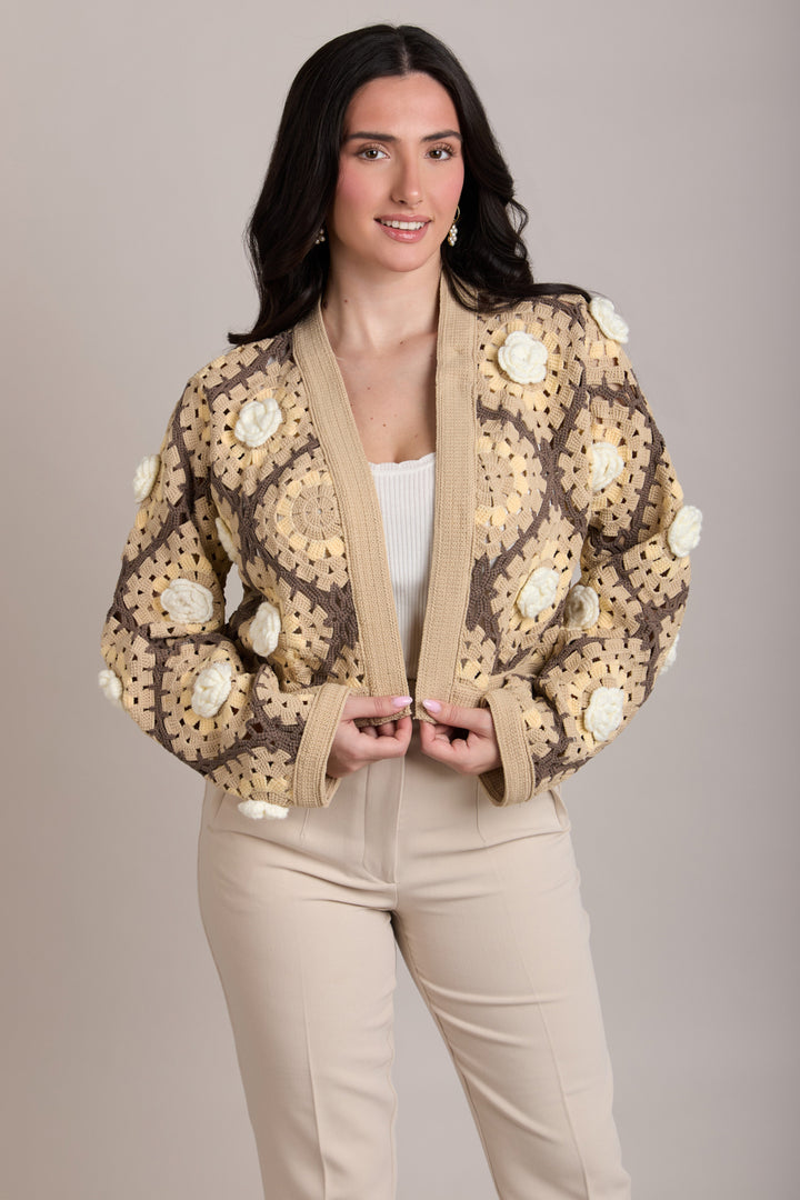 Rosette Crochet Cardigan