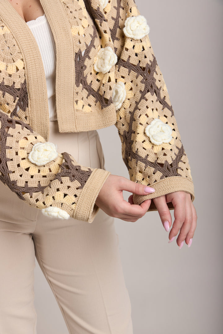 Rosette Crochet Cardigan