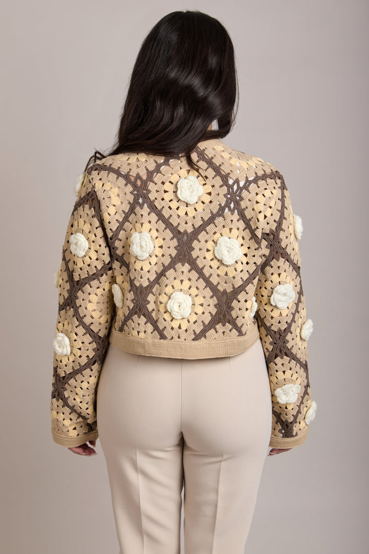 Rosette Crochet Cardigan