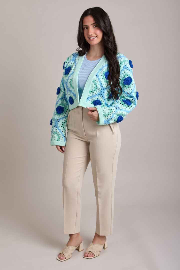 Rosette Crochet Cardigan