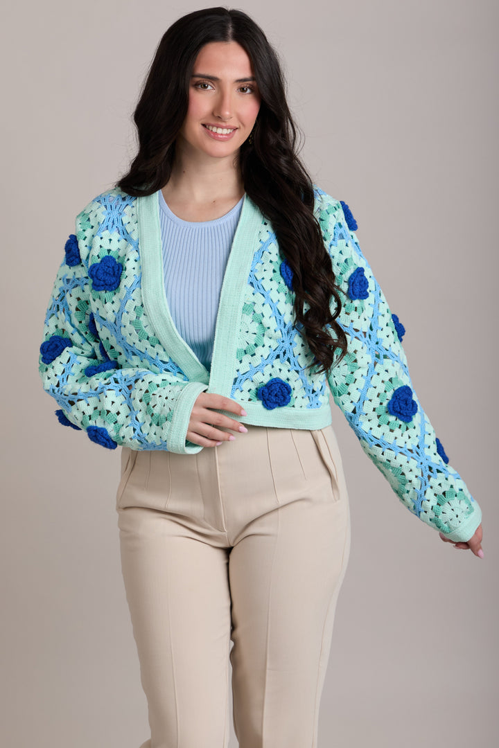 Rosette Crochet Cardigan