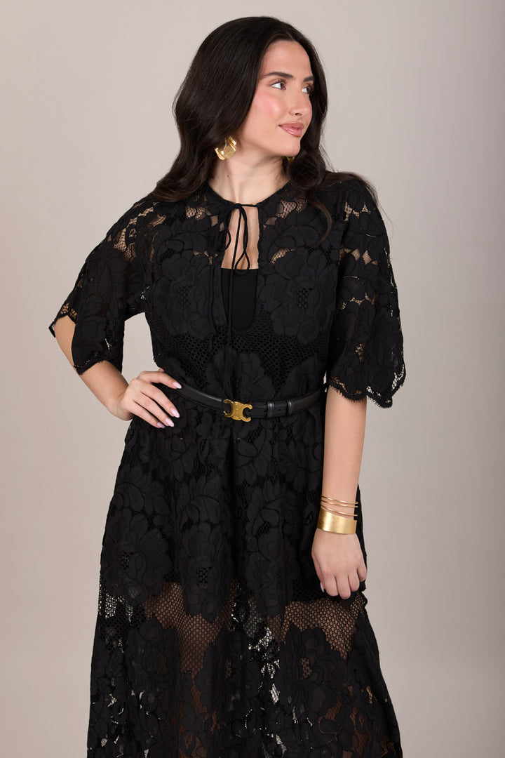 Floral Mesh Lace Kaftan