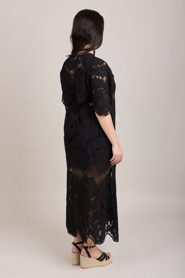 Floral Mesh Lace Kaftan