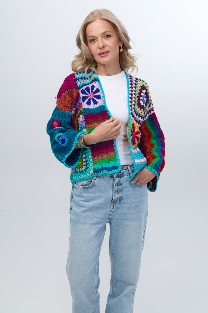 Vibrant Multi Crochet Cardigan
