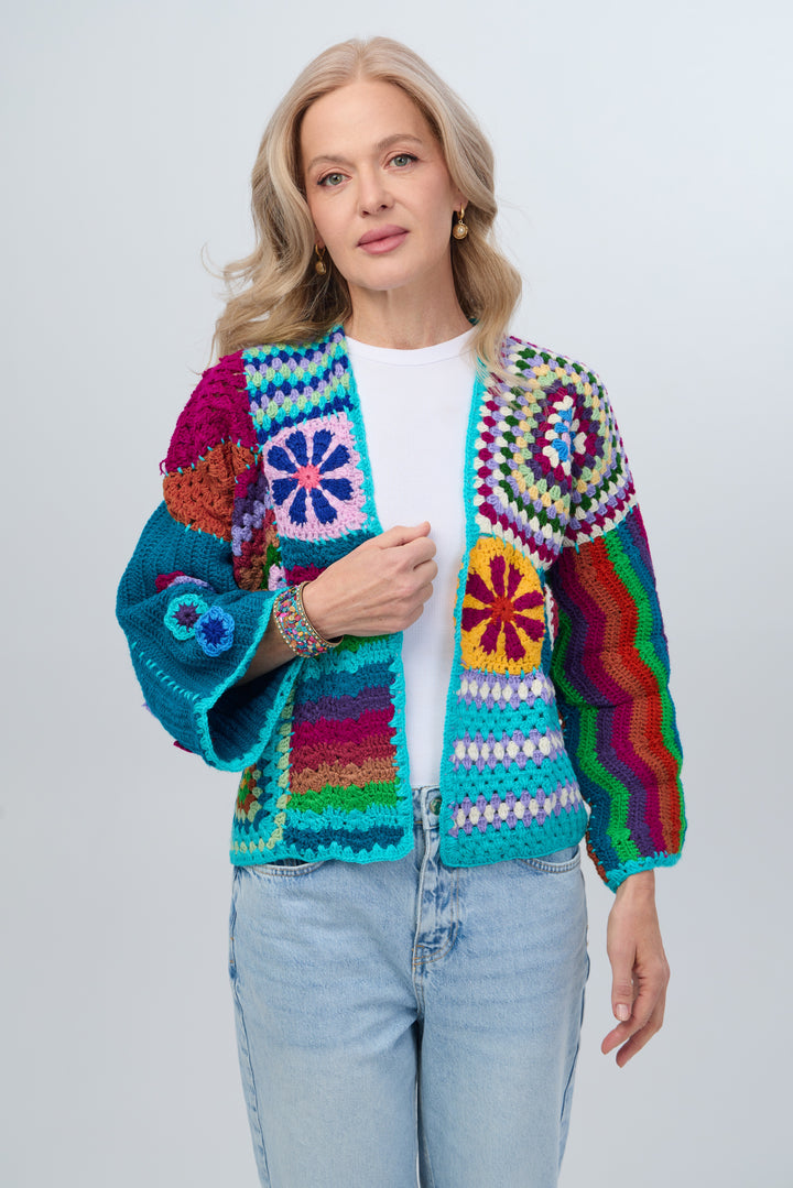 Vibrant Multi Crochet Cardigan