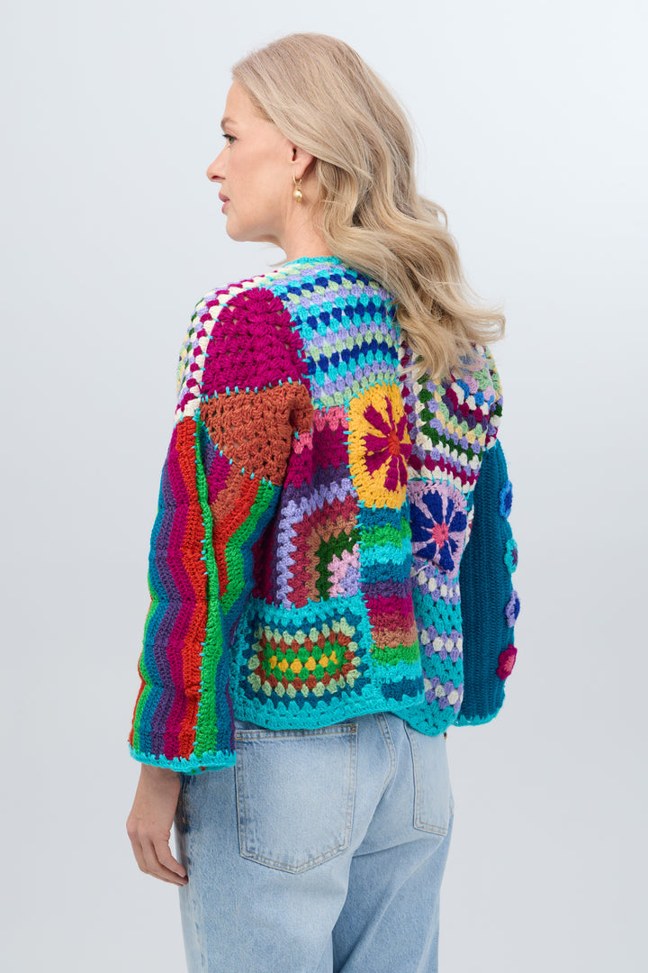 Vibrant Multi Crochet Cardigan