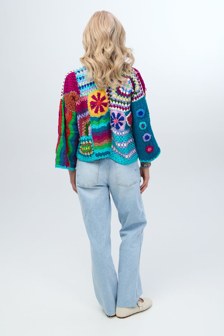 Vibrant Multi Crochet Cardigan