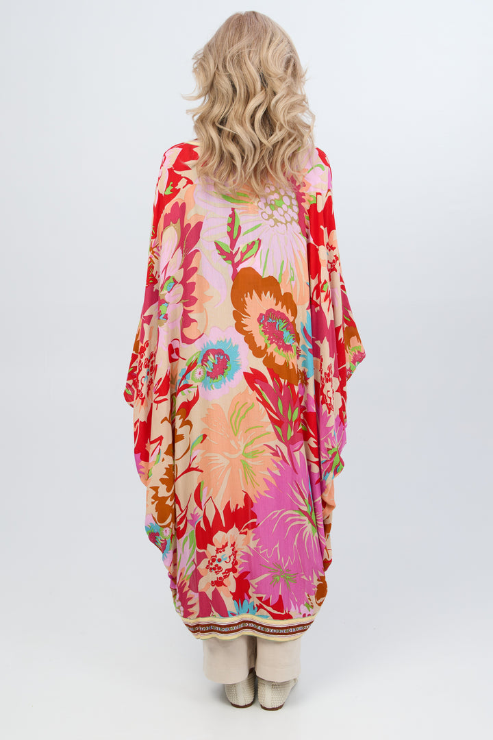 Wing Sleeve Floral Cocoon Kimono