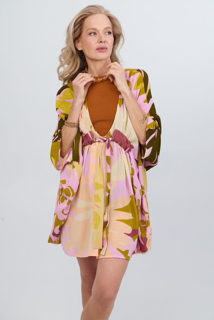 Multicolor Floral Short Kaftan