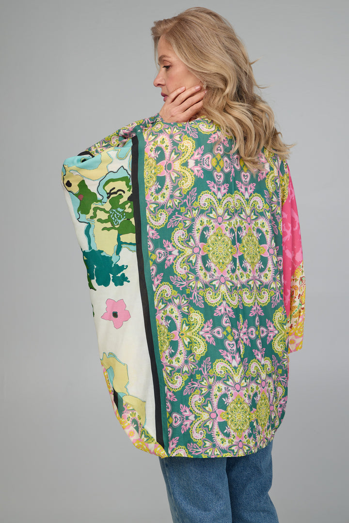 Multicolored Mixed Patterned Kimono