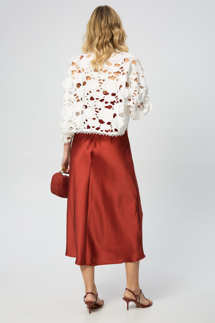 Floral Lace Cut Out Bolero White